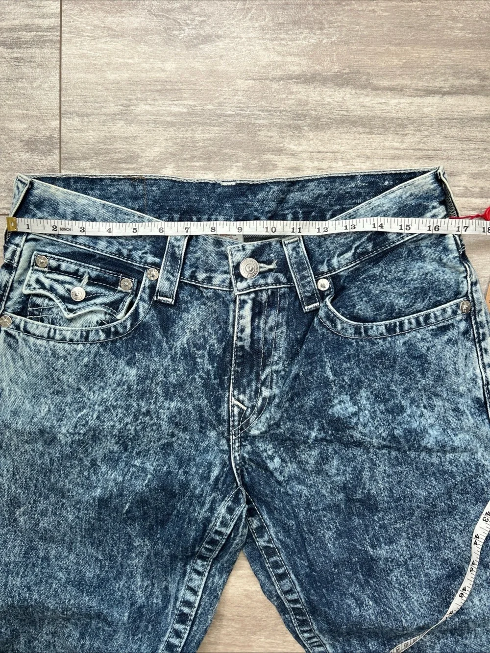 True Religion World Tour Acid Wash Men’s 32X32 Ricky Flap Straight Jeans NWT